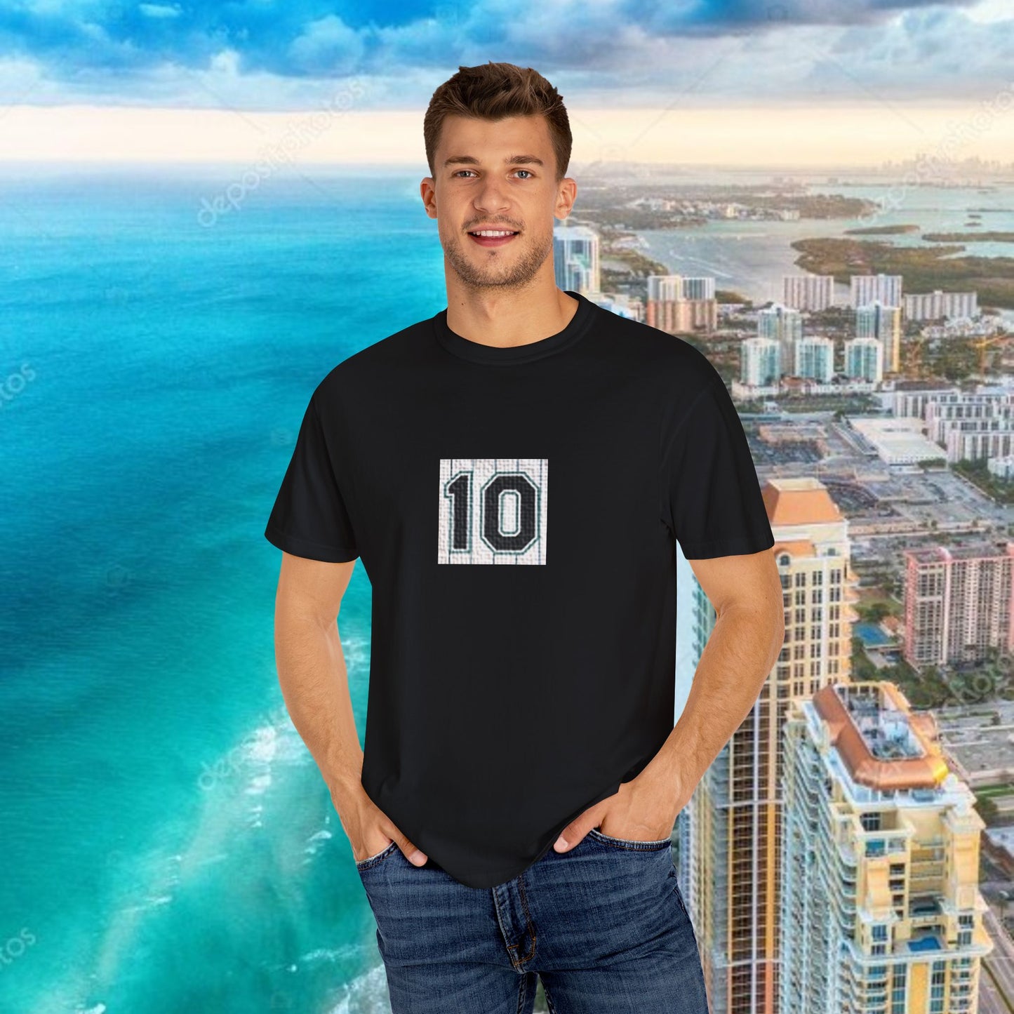 #10 T-Shirt, Retro Baseball Fans Unisex Garment-Dyed T-Shirt with Cool Number Design, Casual Wear, Summer Fashion, Relaxed Fit Tee