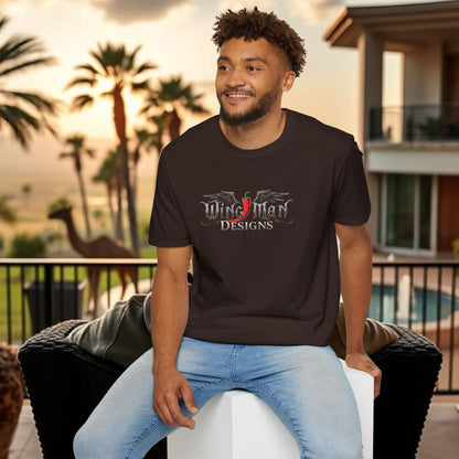 Wing Man Designs Unisex Softstyle T-Shirt, Cool Graphic Tee, Gift for Him/Her, Casual Everyday Wear, Perfect for Celebrations