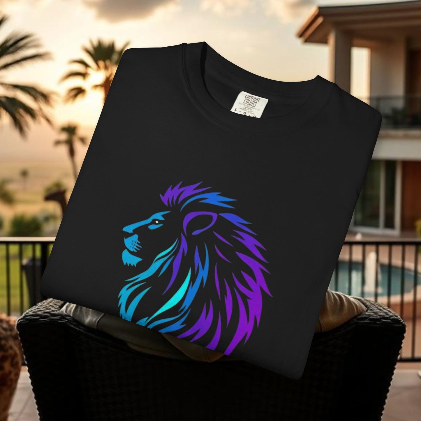 Majestic Lion T-Shirt, unique unisex garment-dyed t-shirt, perfect for casual outings or cozy relaxation at home