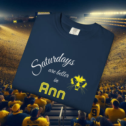 Ann Arbor Saturdays T-Shirt, Unisex Football Tee, Michigan Pride Shirt, College Game Day Apparel, Sports Fan Gift
