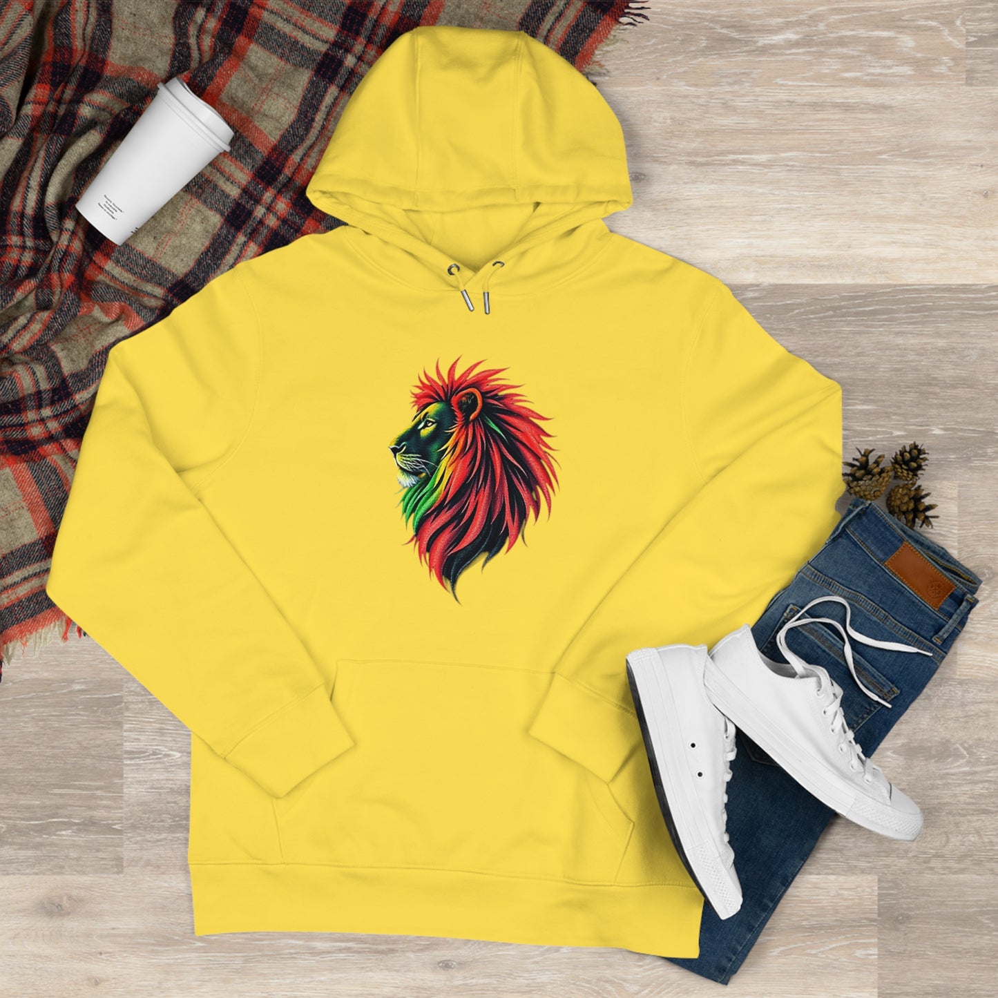 Vibrant Lion King Hoodie, Warm and stylish with Artistic and Vibrant Lion Graphic.