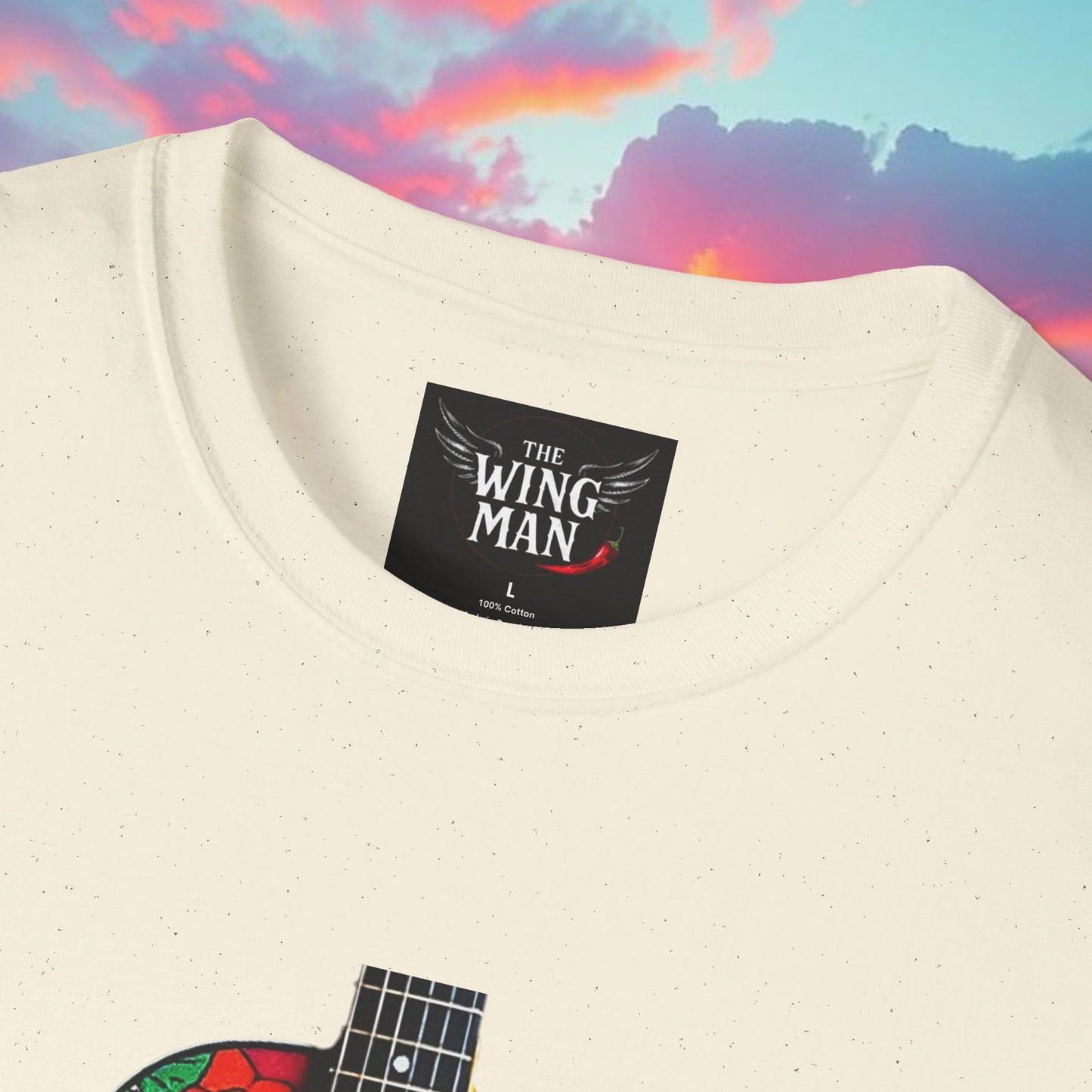 Colorful Acoustic Guitar T-Shirt, Music Lover's Tee, Festival Wear, Gift for Musicians, Vibrant Graphic Shirt