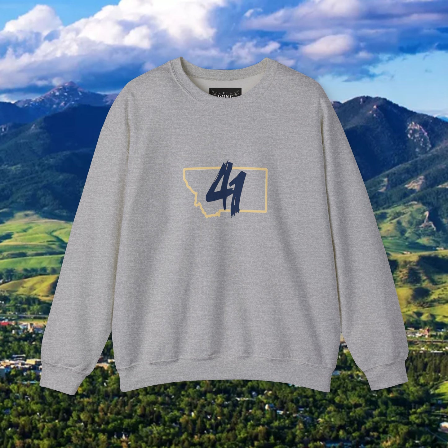 Montana 41 Crewneck Sweatshirt — State Outline Graphic