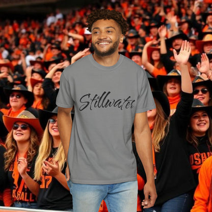 Stillwater Script T‑Shirt — Casual City Pride Tee, Soft-Style Shirt, Perfect for Gameday