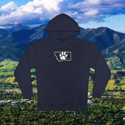 Montana Paw Hoodie — State Outline with Cat Paw Graphic (ESG GCG Back)