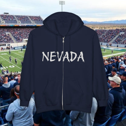 Nevada Zip Hoodie — Retro Distressed State Pullover