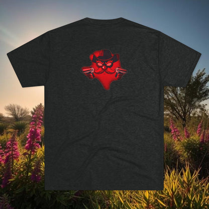Lubbock Script Tee — Red Cowboy Skull Graphic Crew Shirt, Tri-Blend, Super Soft T-Shirt, Perfect for Gameday