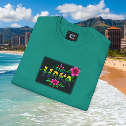 T-Shirt with HAKA Design, Tropical Vibe Tee, Perfect for Hawaii Fans, Unisex Graphic Tee, Summer Essentials, Gift for Friends
