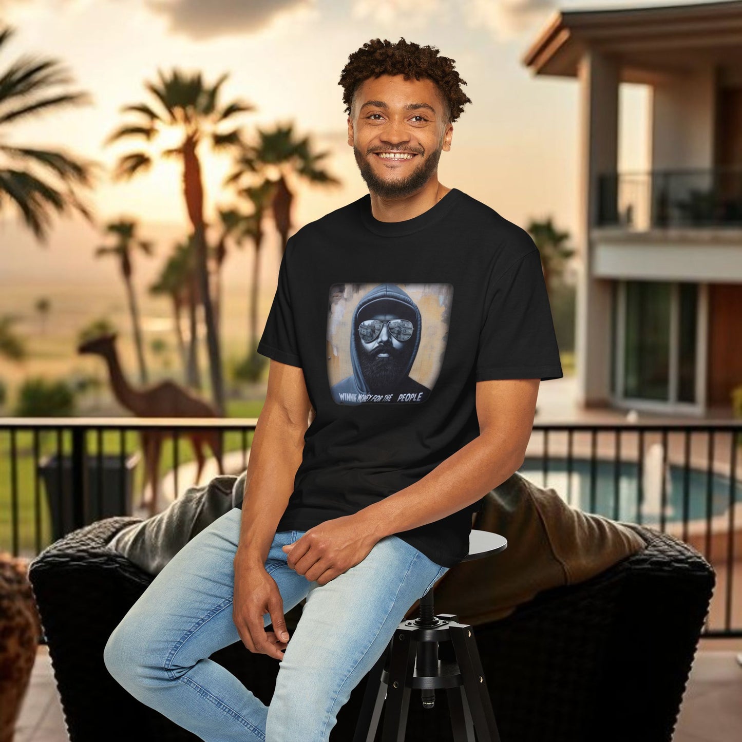 Wing Man Winning Money for The People, Urban Graphic T-shirt, Unisex Garment-Dyed Tee, Streetwear Style, Casual Summer Wear