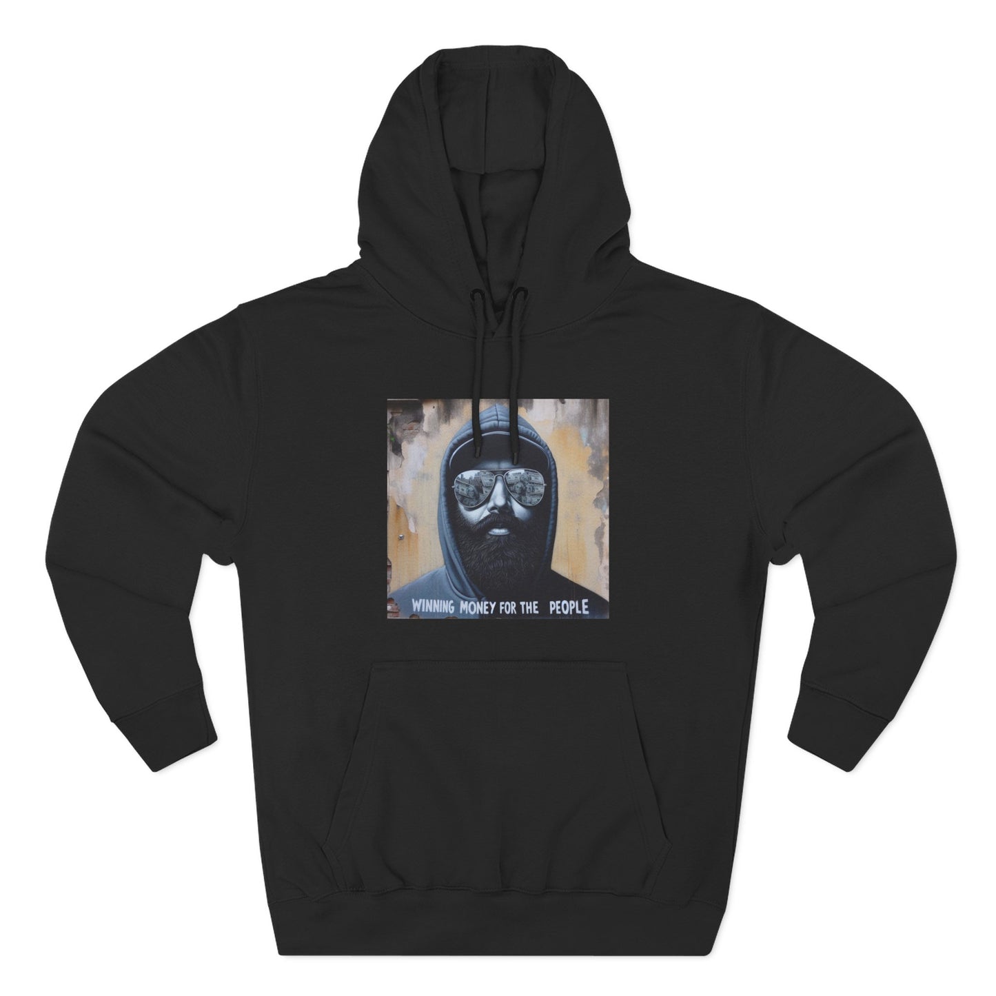 Wing Man "Winning Money for the People" Fleece Hoodie - Urban Style, Cozy Wear, Graphic Sweatshirt, Gift for Him, Artistic Fashion