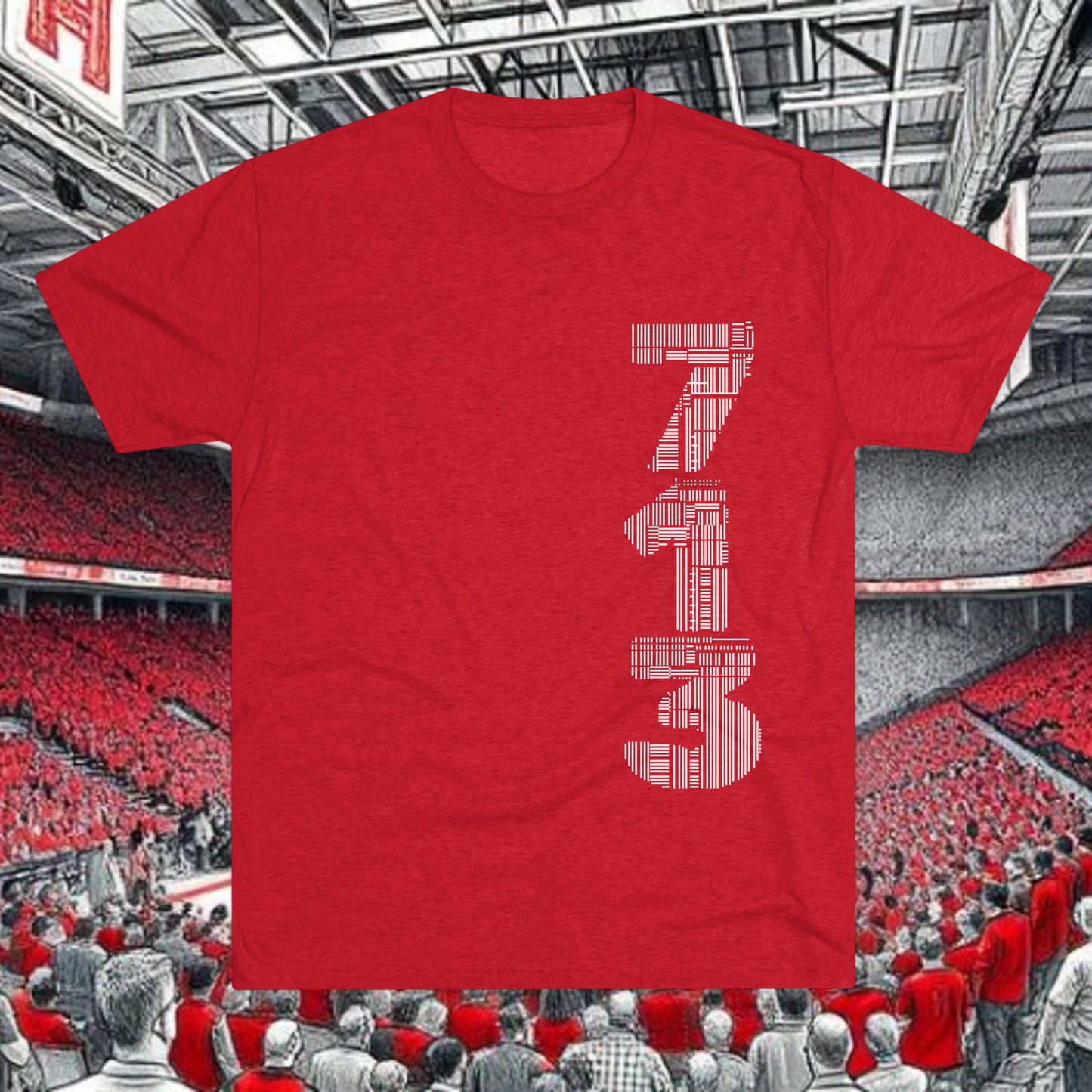 713 Vertical Number Tee — Paw Print Streetwear T‑Shirt, Tri-Blend, Super Soft, Perfect for Gameday