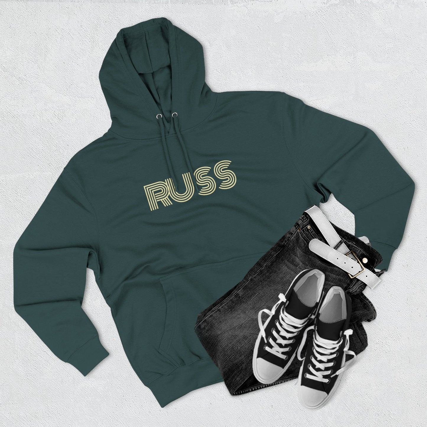 Russ Fleece Hoodie with RUSS Design, Perfect for Relaxation, Gifts, and Casual Outings, Urban Fashion, Rapper Hoodie