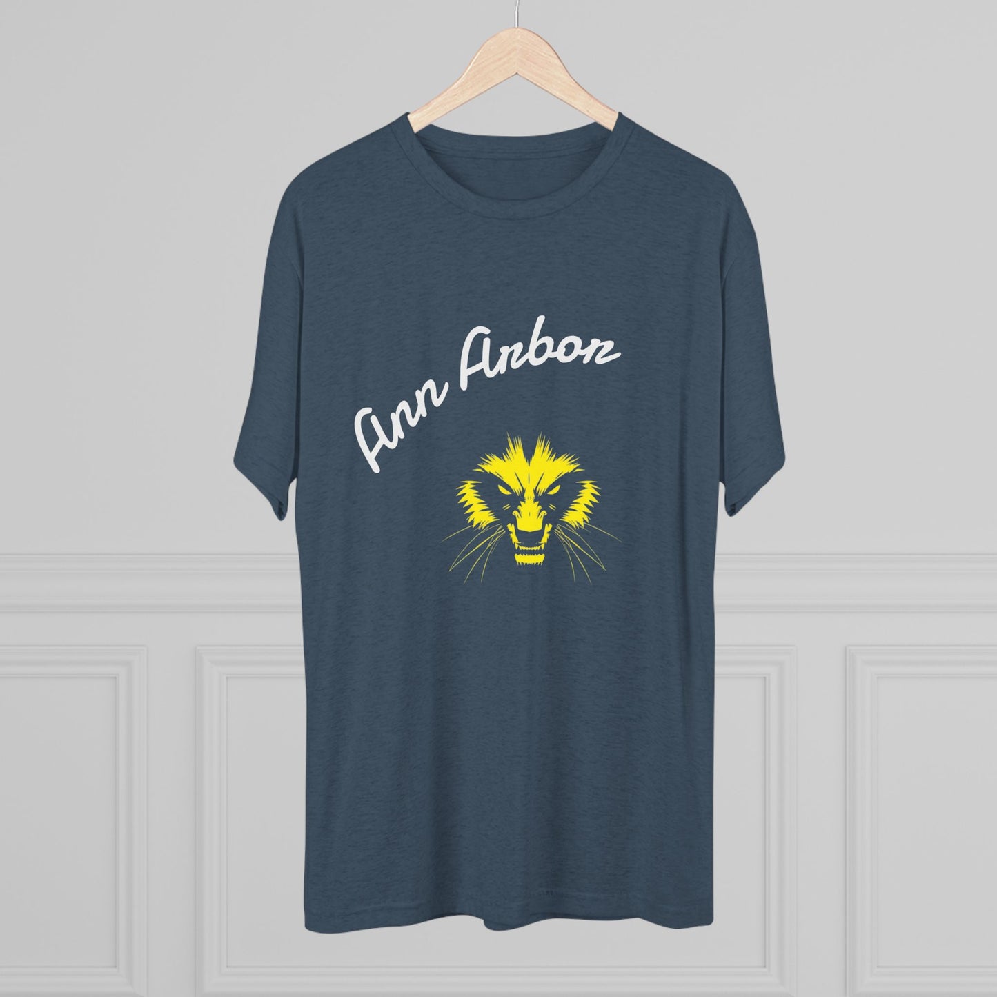 Ann Arbor Script Tee — Vintage Maize & Blue University T‑Shirt, Perfect for Gameday