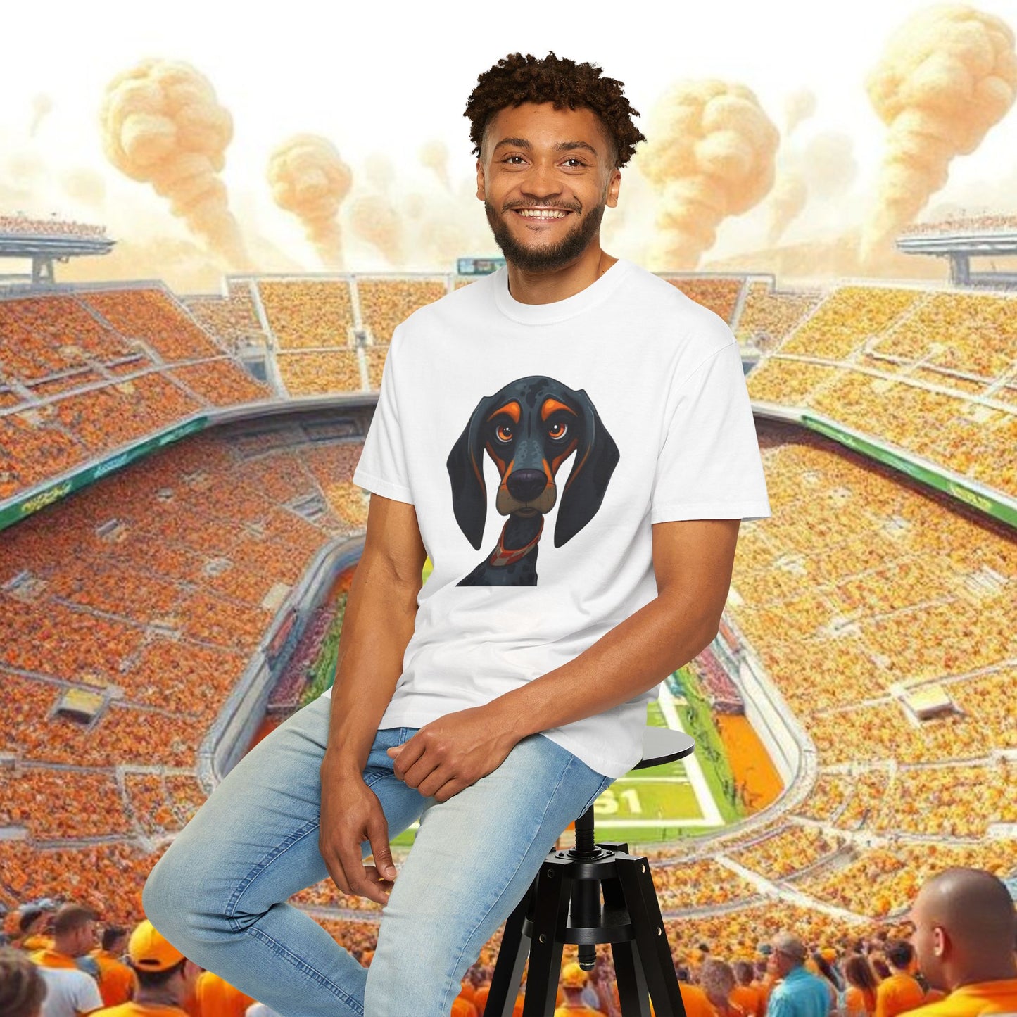 Garment-Dyed Dog Portrait T-Shirt, Sports Fans, Gameday Gift, Casual Wear, Unisex Tee, Perfect for Tailgates