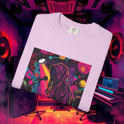 Colorful Unisex Garment-Dyed T-shirt, Artistic Graphic Tee, Music Festival Shirt, Casual Everyday Wear, Vibrant Streetwear, Unique Gift Idea