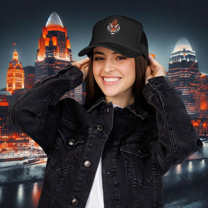 Embroidered  Bengal Tiger Foam Trucker Hat - Sporty Style, Perfect Gift for Fans, Great for Outdoor Activities, Adjustable Cap