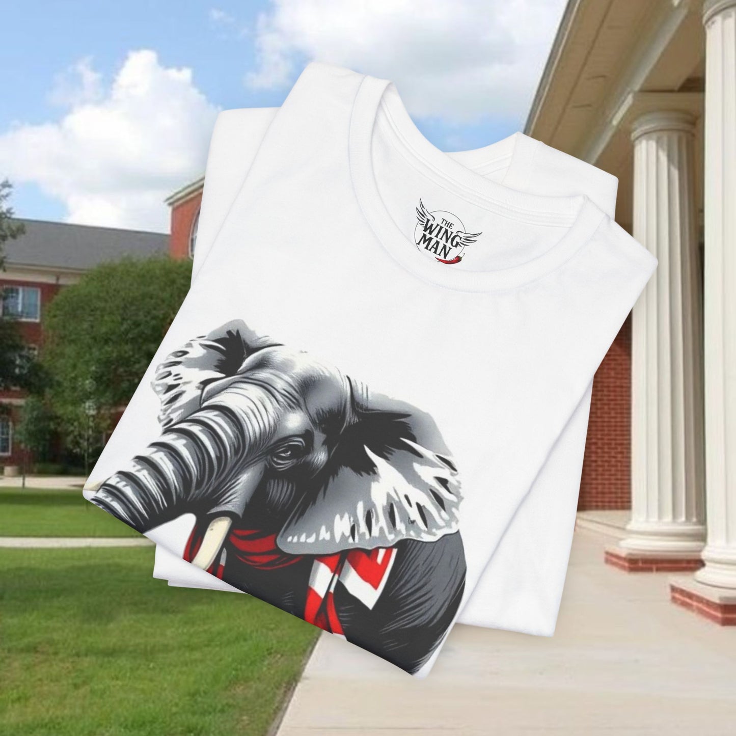 Elephant Graphic Tee — Cute Elephant Wearing Scarf T-Shirt