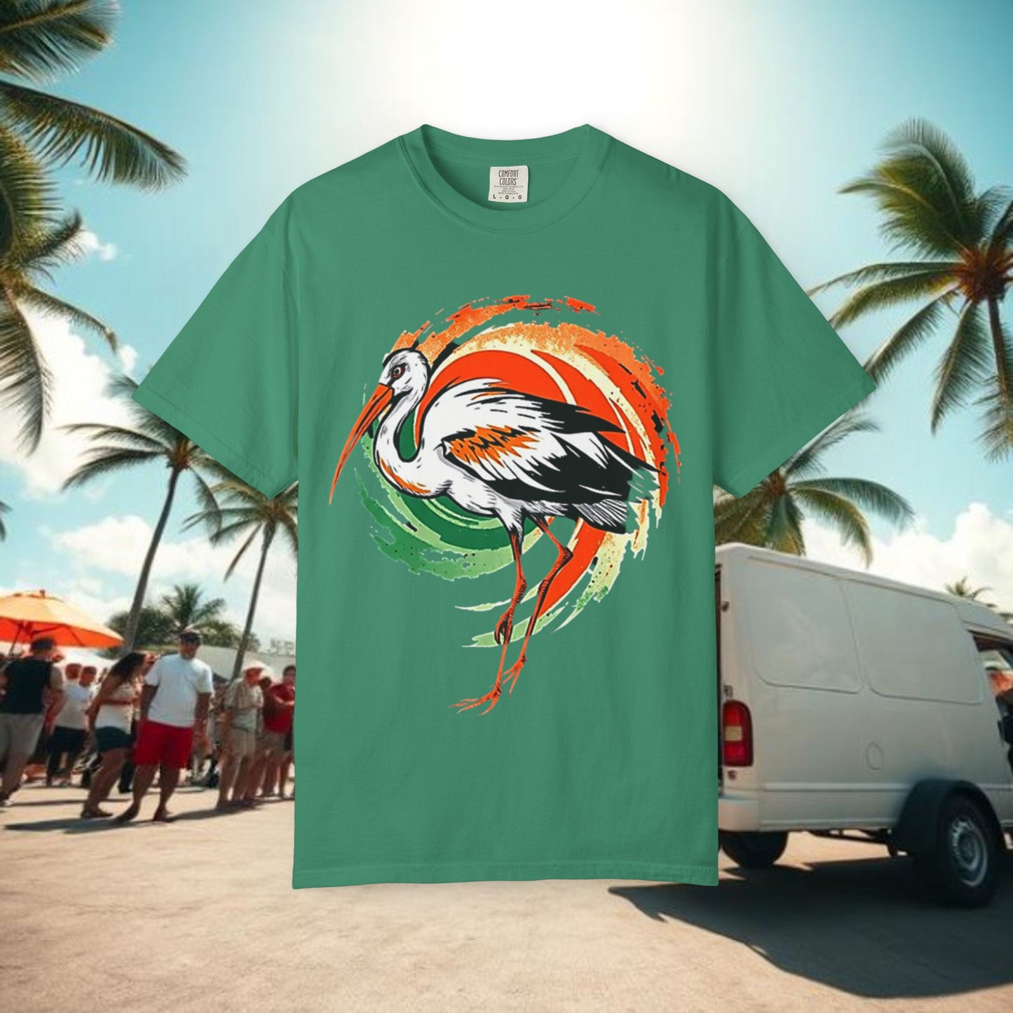 Ibis Artistic Graphic Design Tee, Unisex Garment-Dyed T-shirt, Perfect for Gameday or Beach, Sports Fan Shirt