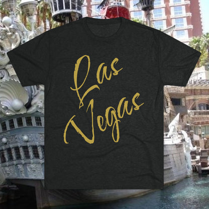 Vegas Script Tee — "Vegas" Gold Script Front, Soft-Style T-Shirt, Perfect for Gameday