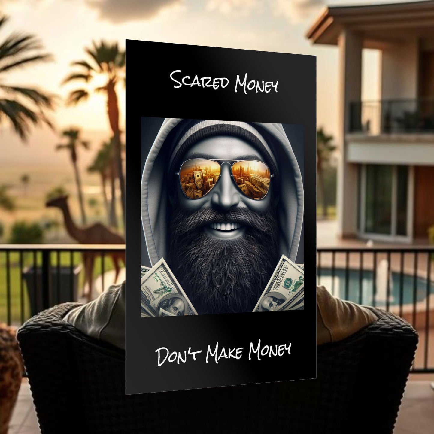 Bearded Money Motivational Wall Art, Scared Money Don't Make Money Poster, Home Decor, Gift for Entrepreneurs, Business Inspiration