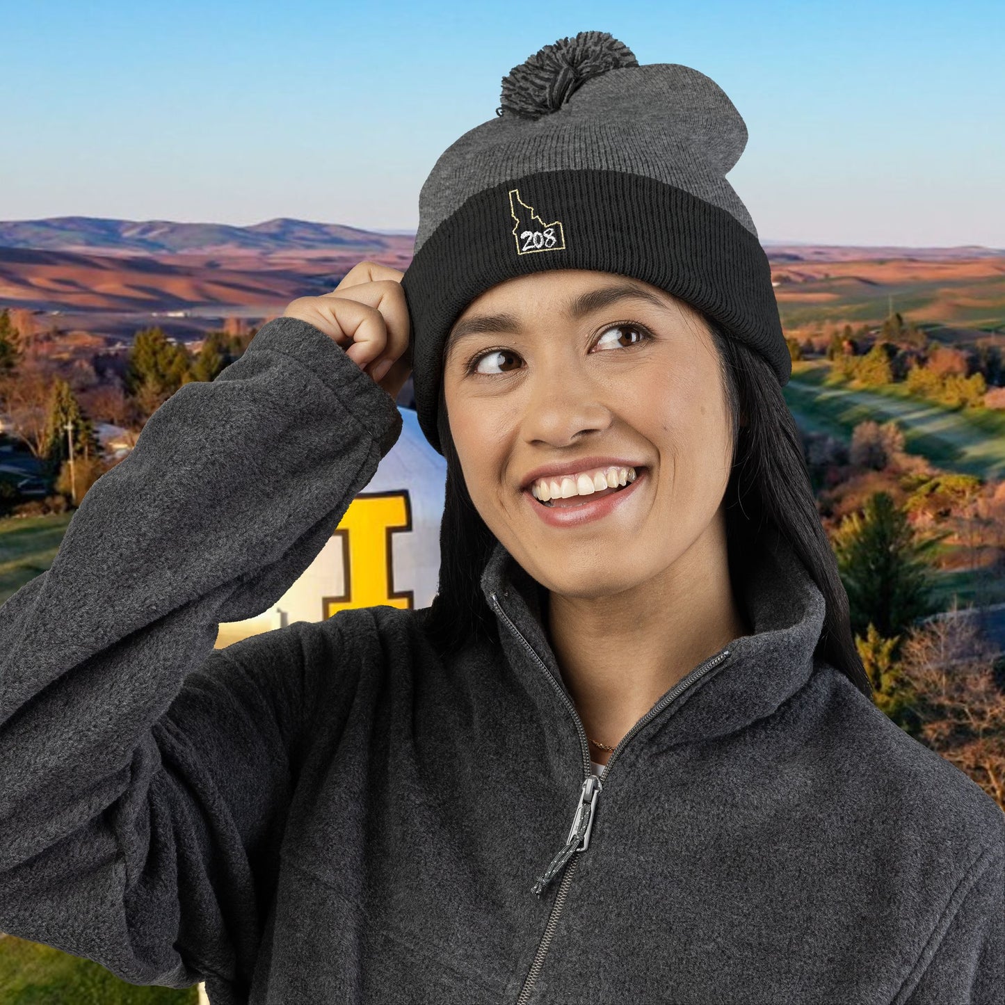 Idaho Pom-Pom Knit Cap (Embroidery), Winter Beanie Hat, Team Spirit Apparel, College Football Fan Gift, Accessories