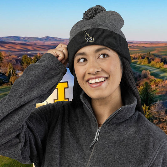 Idaho Pom-Pom Knit Cap (Embroidery), Winter Beanie Hat, Team Spirit Apparel, College Football Fan Gift, Accessories