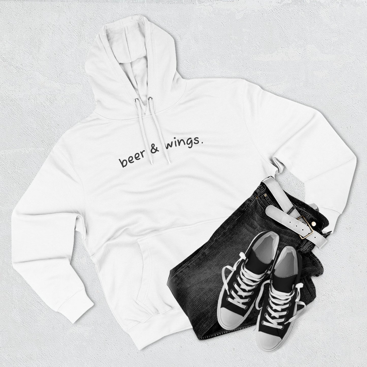 Beer and Wings Fleece Hoodie | Cozy Sweatshirt for Foodies, Gift for Beer Lovers, Casual Wear, Unisex Pullover