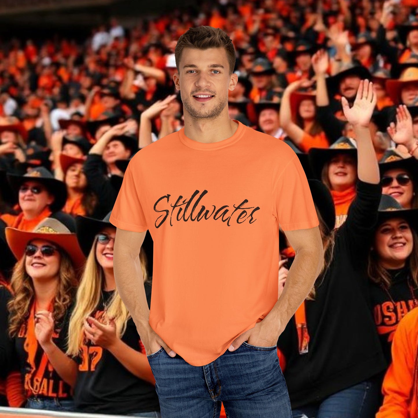 Stillwater Script T‑Shirt — Casual City Pride Tee, Soft-Style Shirt, Perfect for Gameday