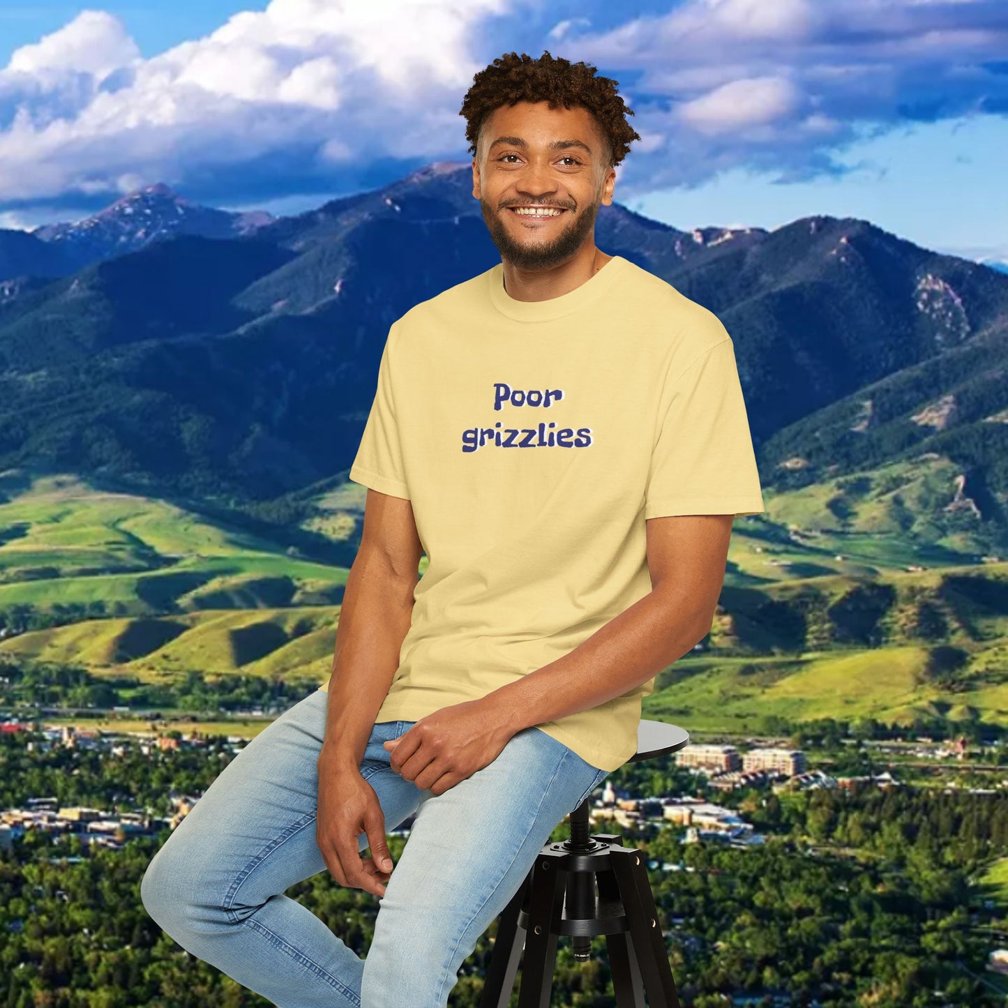 Poor grizzlies Garment-Dyed T-Shirt - Soft Casual Wear, Eco-Friendly Gift, Game Day Gear, Comfortable Tee