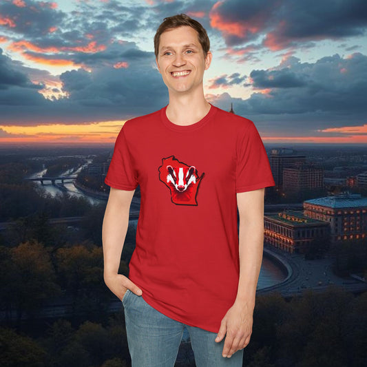 Wisconsin Softstyle T-Shirt, Unisex Tee, College Apparel, Game Day Shirt, Casual Wear, Gift for Fans
