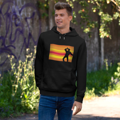King Silhouette Hoodie — Retro Sunset Dance Graphic Hooded Sweatshirt