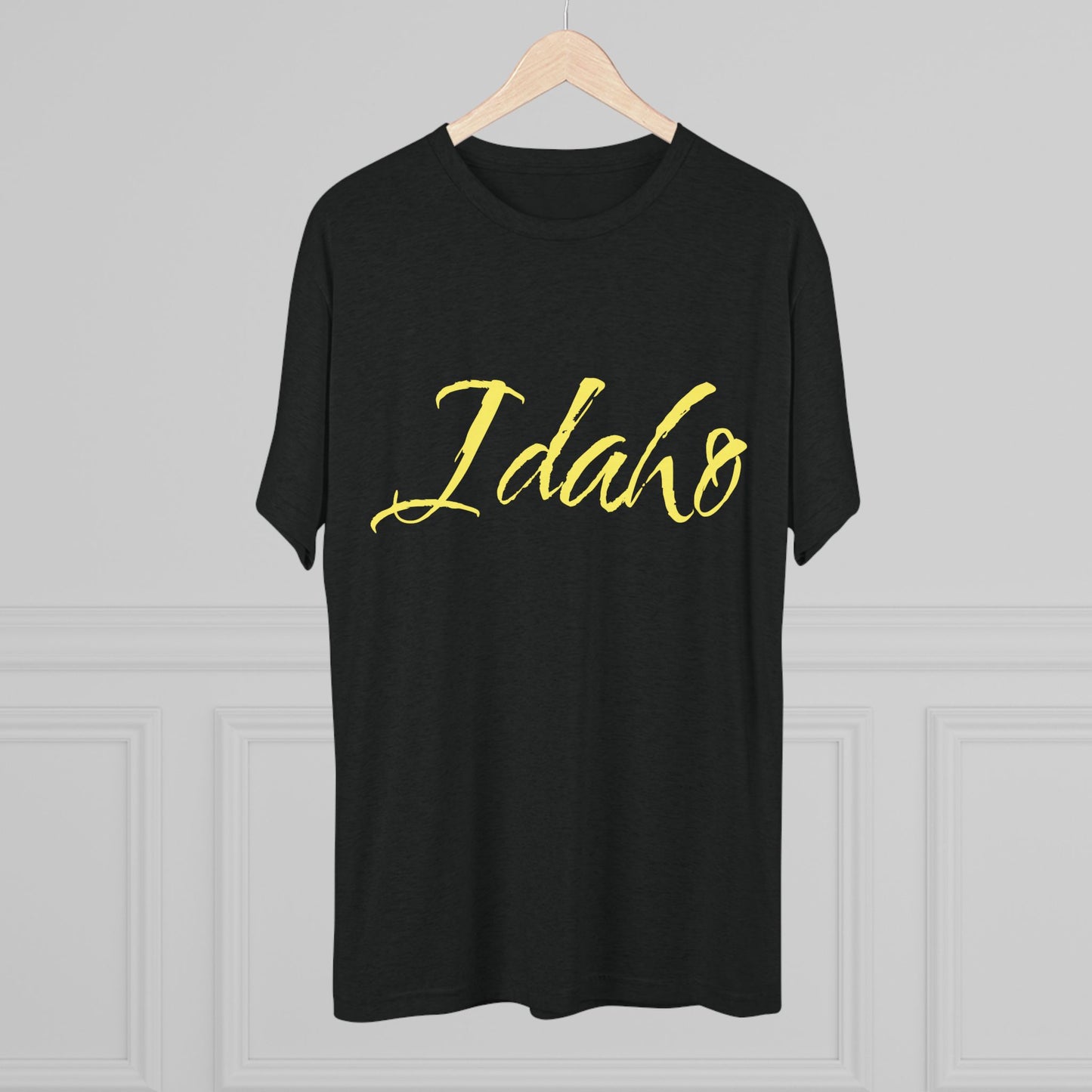 Idaho Script T‑Shirt — State Pride Tee, Tri-Blend Soft Style, Perfect for Class or Gameday.