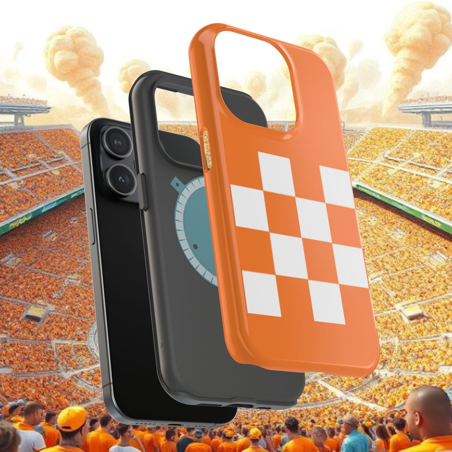 Vibrant Checkerboard Magnetic Tough Cases for Phones, Sports Fans' Accessory, Durable Protection, Tennessee Design, Custom Cases, Gift Ideas