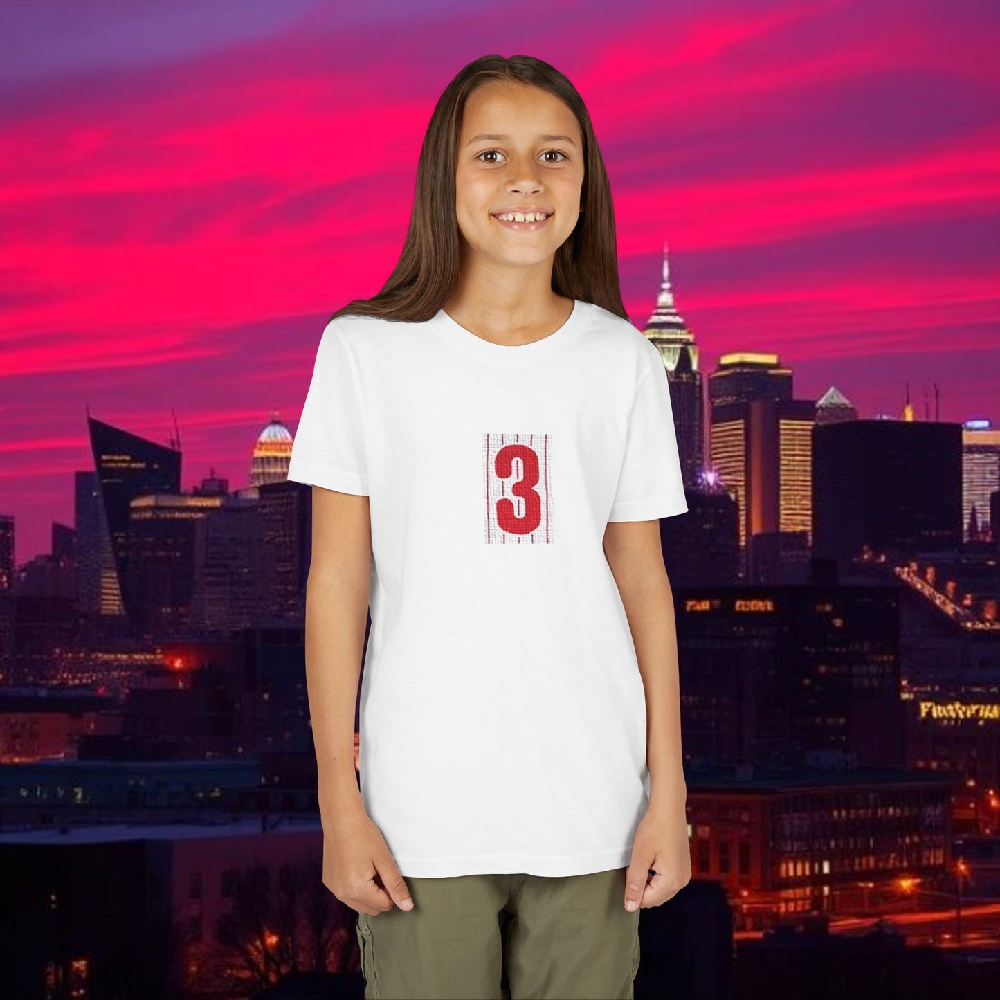 Baseball Stars Youth Short Sleeve Tee with Number 3, Kids Casual Wear, Birthday Gift, Sports Day, School Activities, Team Spirit