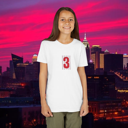 Baseball Stars Youth Short Sleeve Tee with Number 3, Kids Casual Wear, Birthday Gift, Sports Day, School Activities, Team Spirit