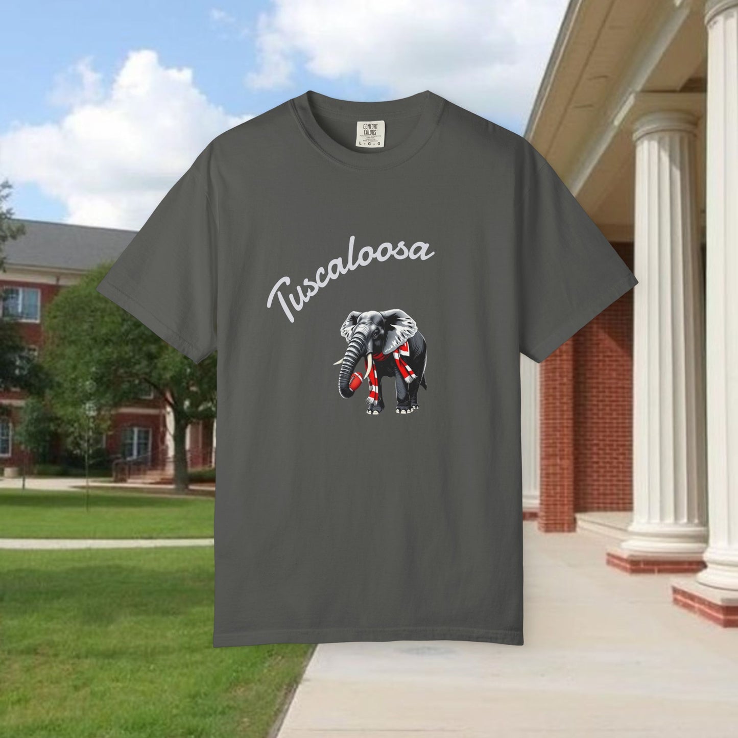 Tuscaloosa Elephant T-Shirt — University Pride Vintage Campus Tee, Soft-Style, Perfect T-Shirt for Gameday and the Tailgate