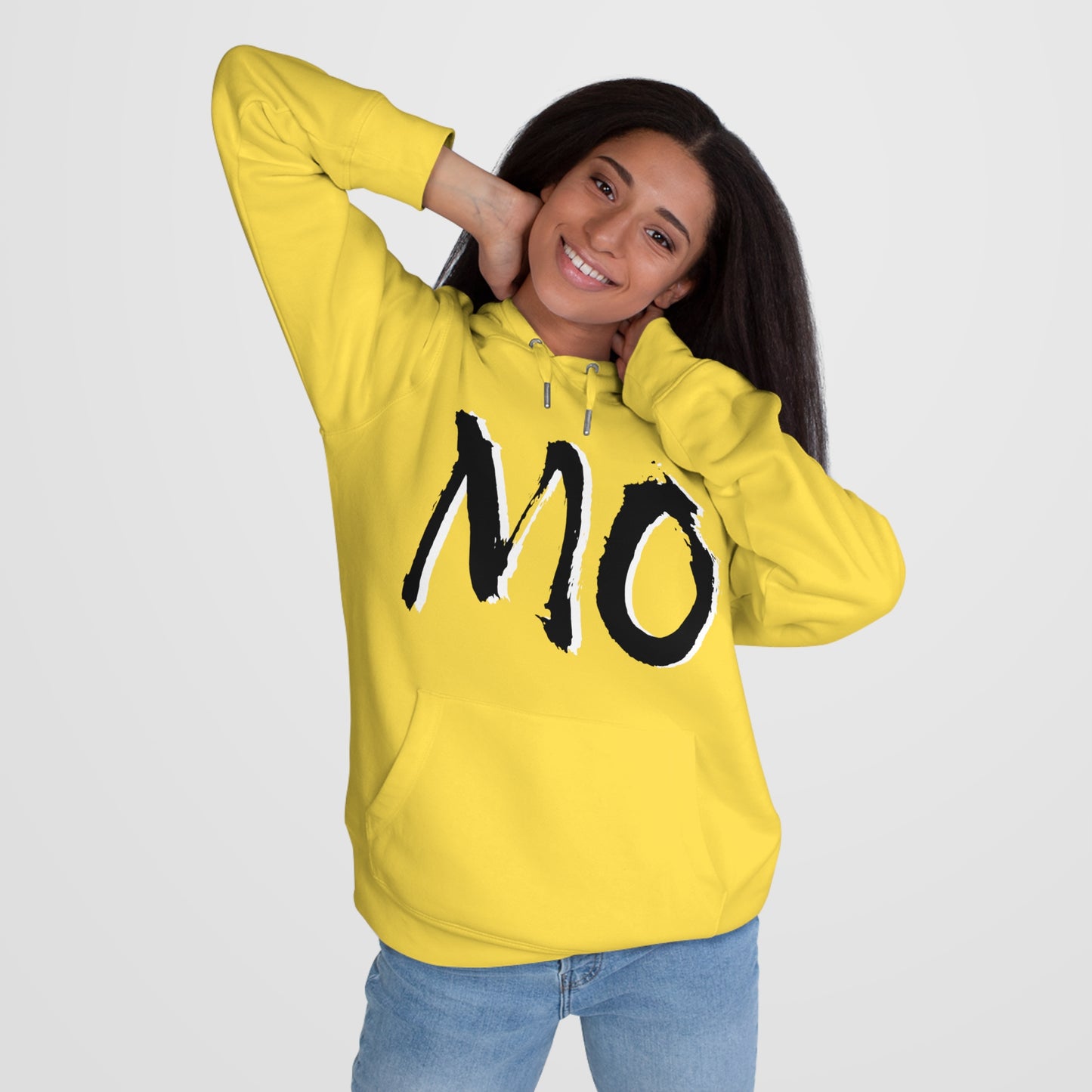 MO Graphic Hoodie — Bold Brushstroke Lettering Pullover, Perfect for Gamedays