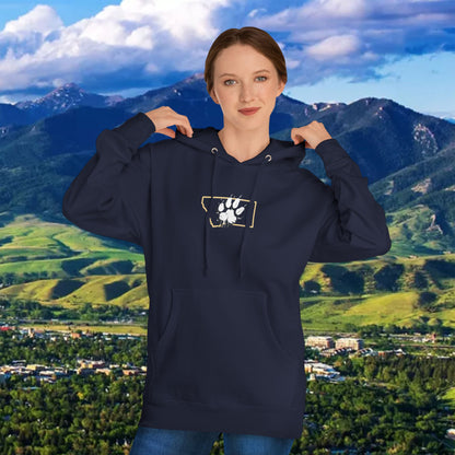Montana Paw Hoodie — State Outline with Cat Paw Graphic (ESG GCG Back)