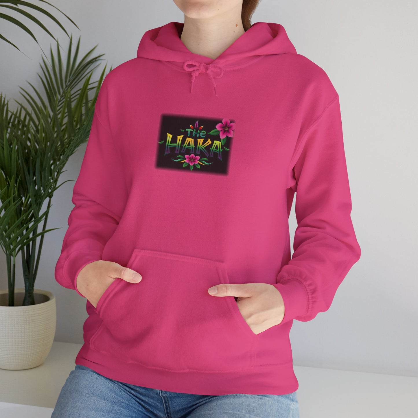 Hawaiian Hooded Sweatshirt with Floral Haka Design, Casual Wear, Beach Outfit, Gift for Dancers, Athletes, Summer Vibes