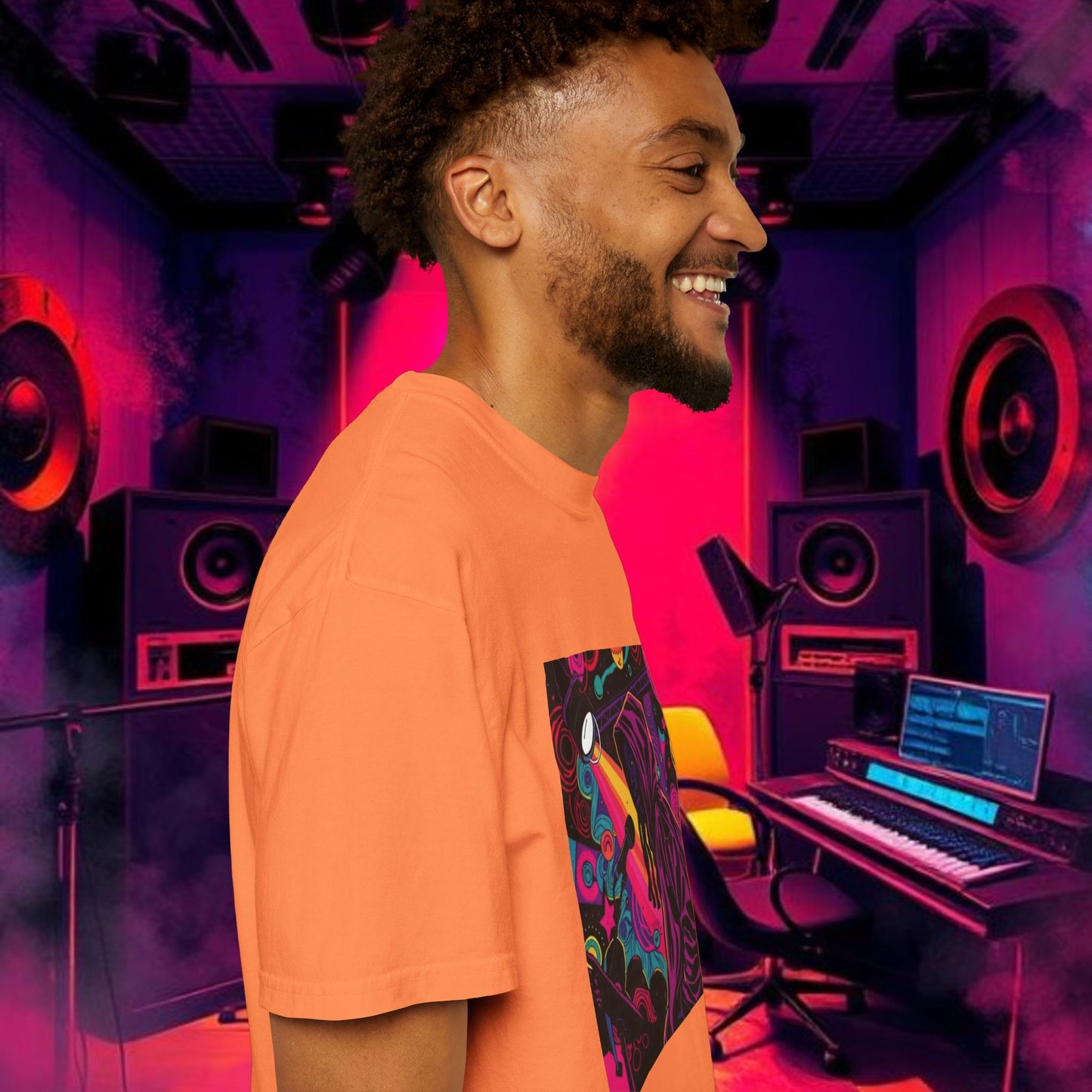 Colorful Unisex Garment-Dyed T-shirt, Artistic Graphic Tee, Music Festival Shirt, Casual Everyday Wear, Vibrant Streetwear, Unique Gift Idea