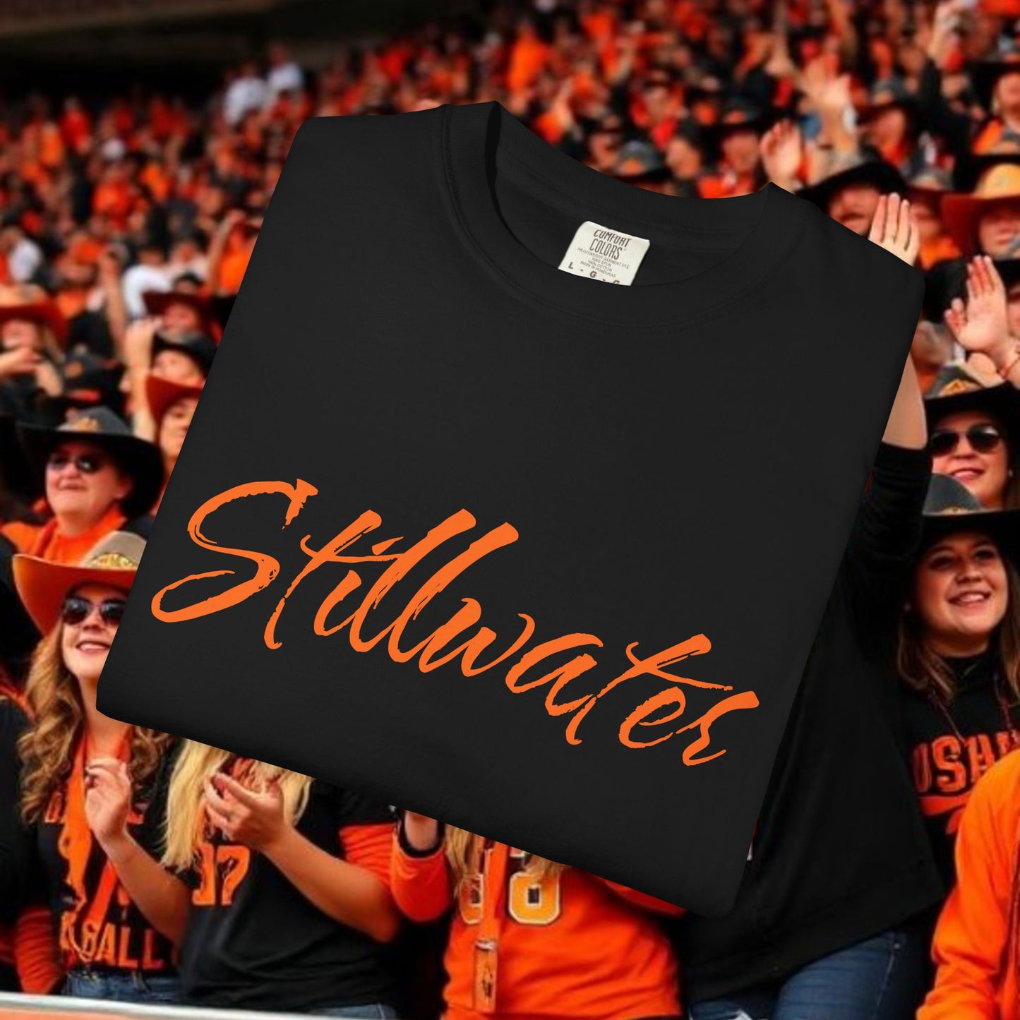 Stillwater Script T‑Shirt — Casual City Pride Tee, Soft-Style Shirt, Perfect for Gameday