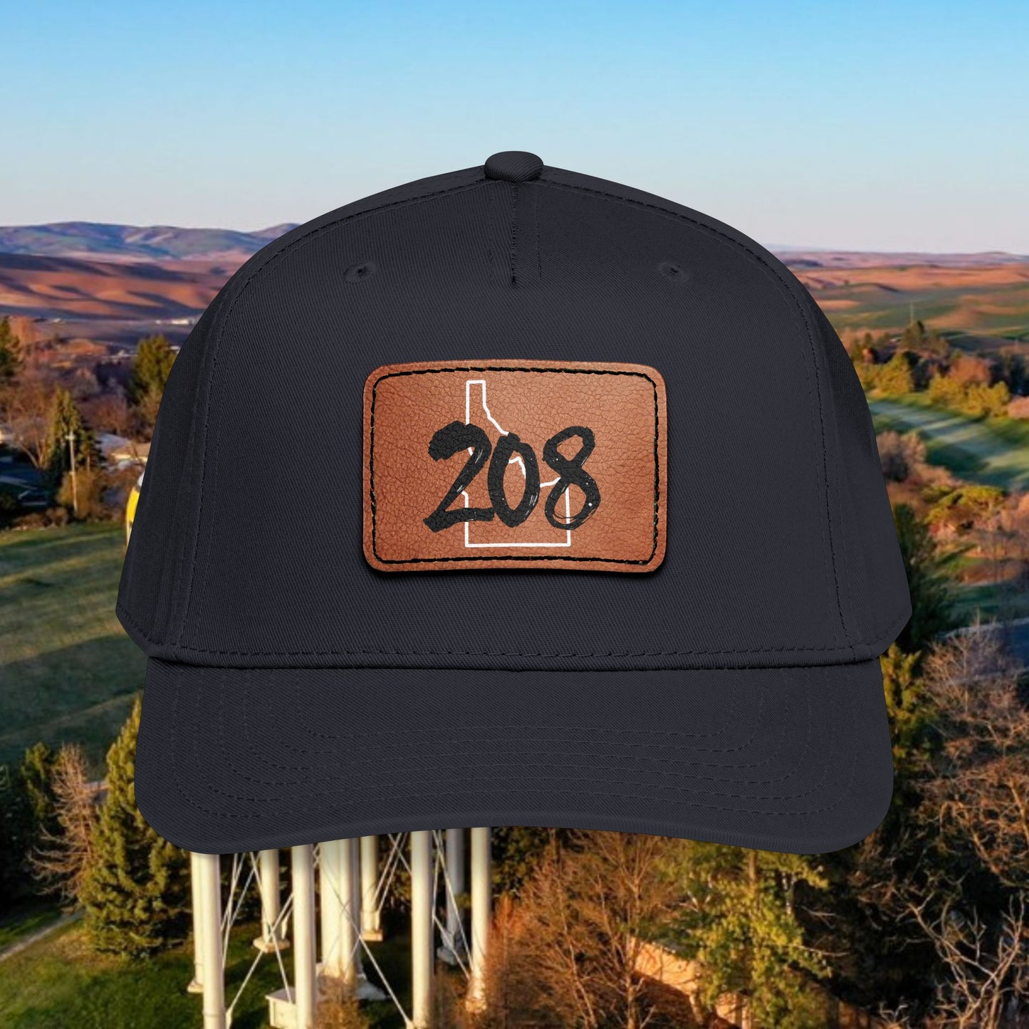 208 Idaho Leather Patch Baseball Cap — State Outline Patch Hat