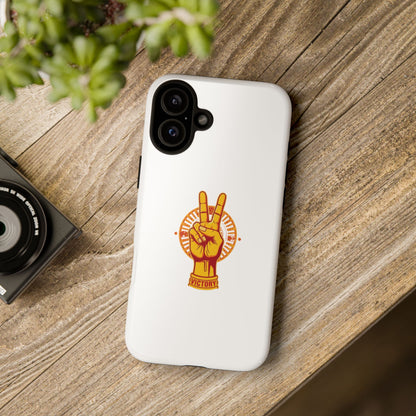 Victory Themed Stylish Phone Case - Tough Cases with Peace Sign Design, Customizable Phone Covers, Gift for Tojan Fans, Trendy Accessories