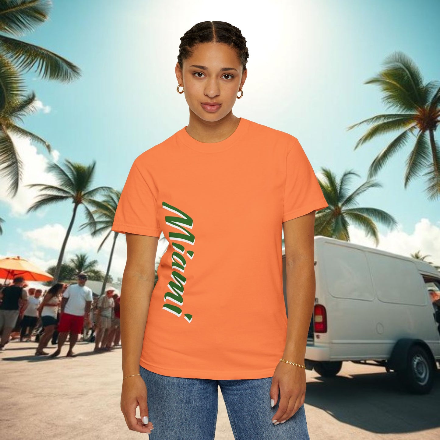 Miami Vibe Unisex Garment-Dyed T-shirt, Casual Wear, Summer Fashion, Nature Lovers, Beach Party, Gift Idea