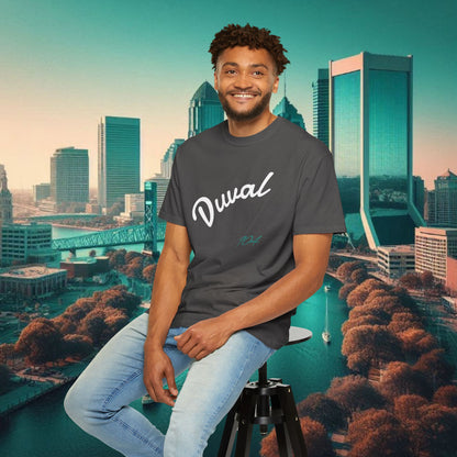 Duval Script T‑Shirt — Jacksonville Retro City Tee, Perfect for Gameday or Everyday Use. Soft style T-Shirt.