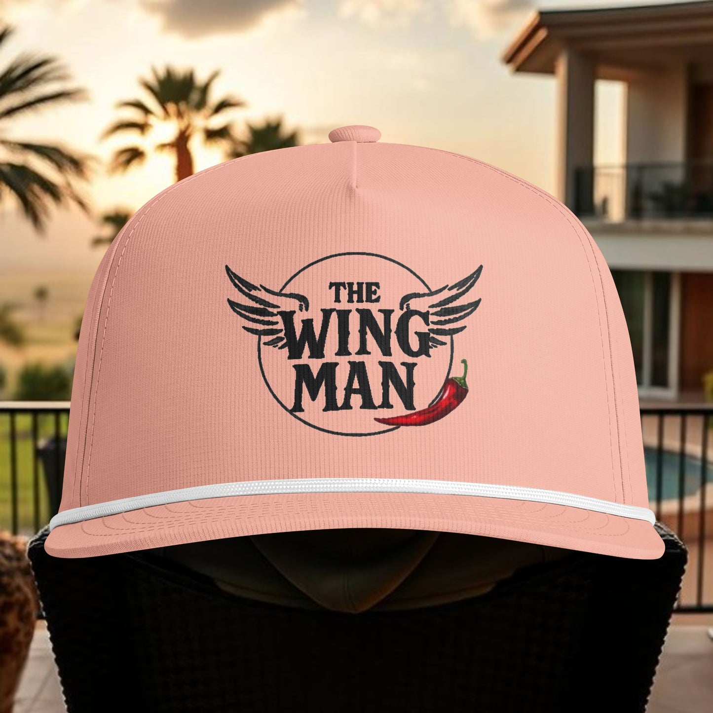 The Wing Man Rope Cap — Sunwashed Chili Pepper Trucker Hat