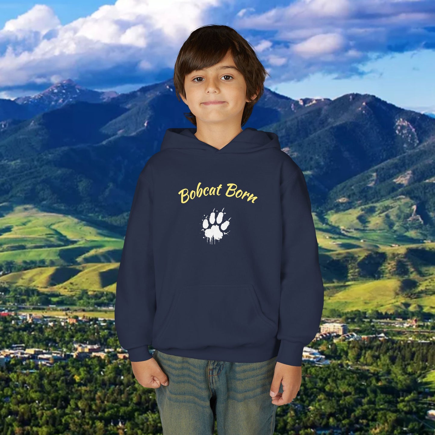 Bobcat Born Youth Hoodie, Cozy Sweatshirt for Kids, Great for School, Outdoor Adventures, Gifts, Sports Events