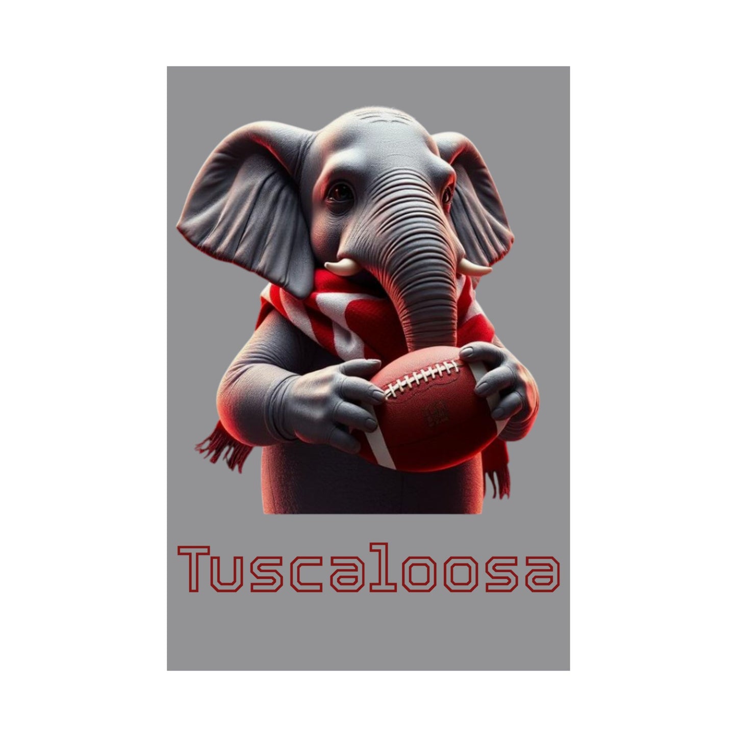 Tuscaloosa Elephant Football Poster, Matte Wall Art, Home Décor, Gift for Sports Fans, Kids Room Decoration, Alabama Pride