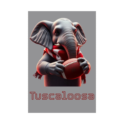 Tuscaloosa Elephant Football Poster, Matte Wall Art, Home Décor, Gift for Sports Fans, Kids Room Decoration, Alabama Pride