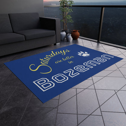 Outdoor Rug — "Saturdays are better in Bozeman" Paw Print Doormat